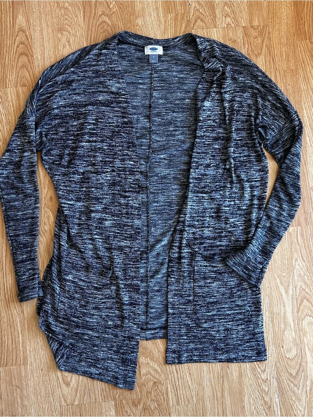 Old Navy Black and Gray Marled Open-Front Cardigan